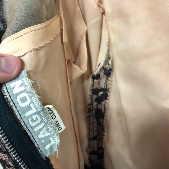 1950s L’aiglon Lace and Chiffon Pleated Dress - Picture 3 of 3